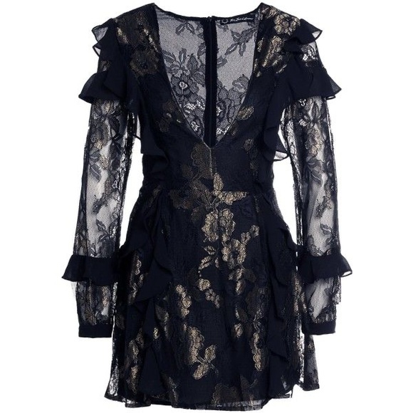 FOR LOVE AND LEMONS BUMBLE LONG SLEEVE RUFFLE DRESS SZ MEDIUM - BNWT - Picture 3 of 11